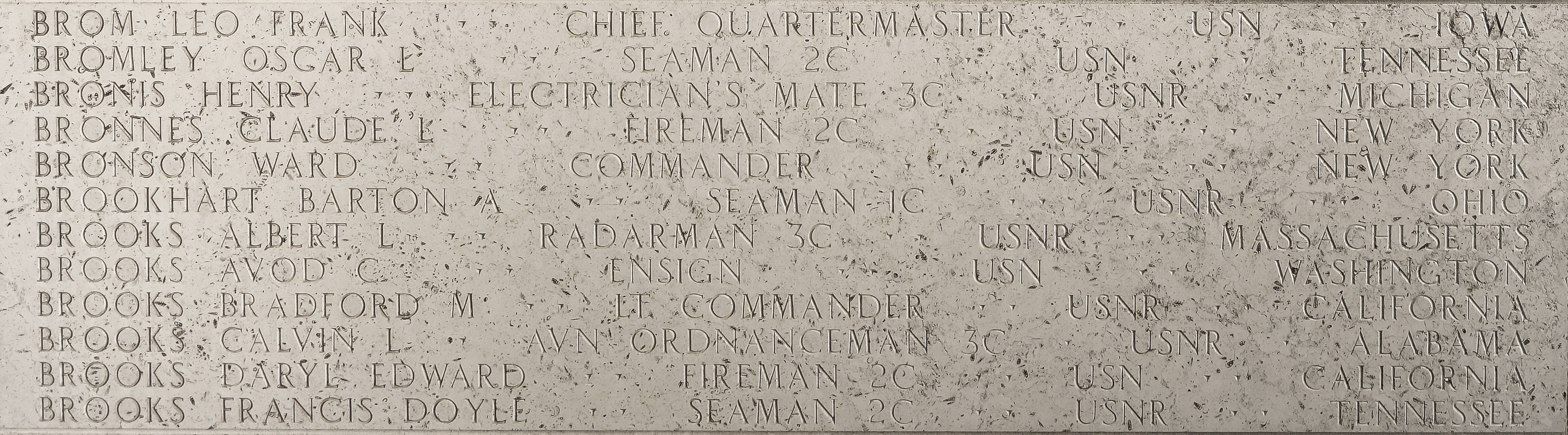 Claude L. Bronnes, Fireman Second Class